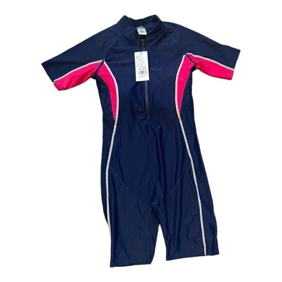 NWT Womens Sbart Colorblock Boyleg Zip SS UPF50+ Rash Guard Wetsuit - Sz M - Picture 2 of 2